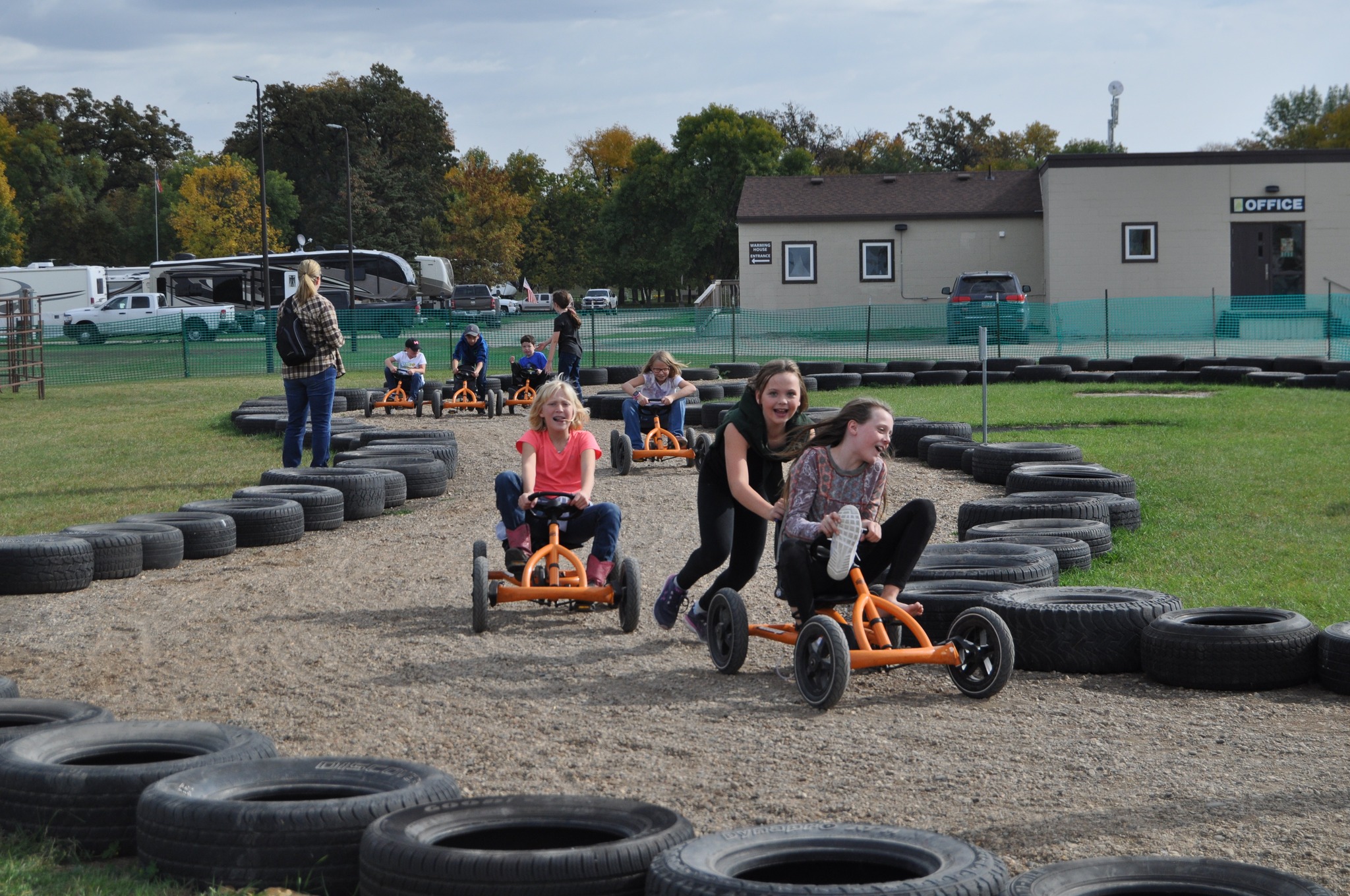 kids riding go carts